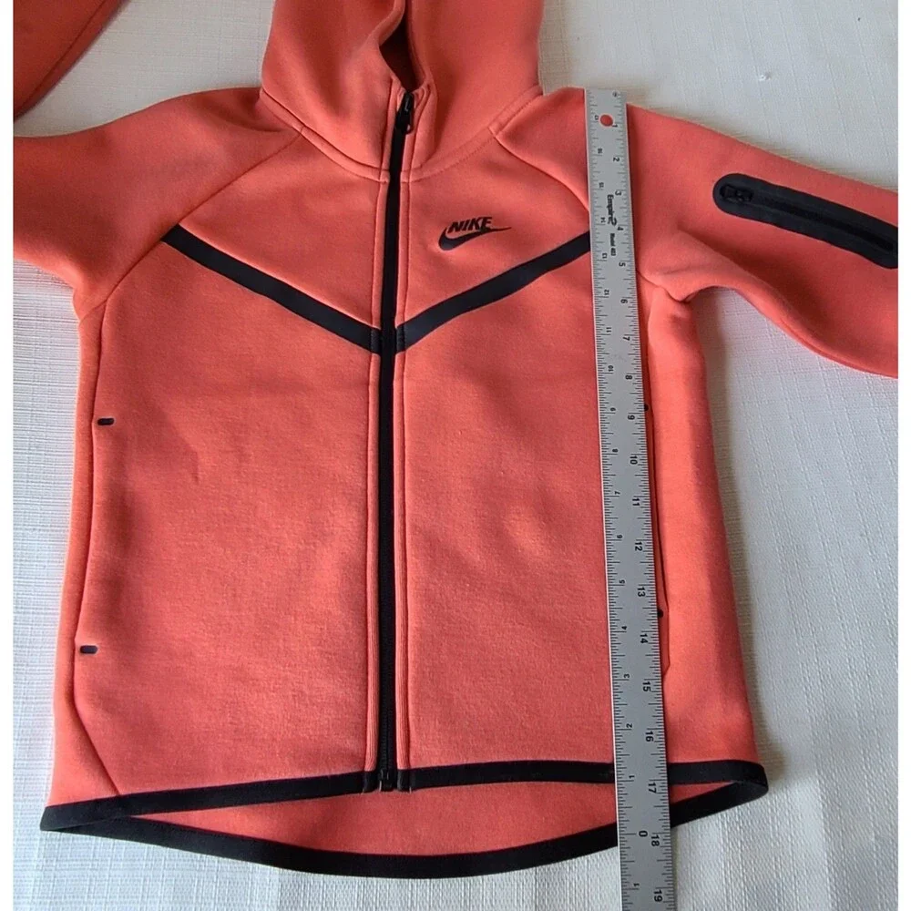 Nike Tech Fleece Hoodie Full Zip Coral Pink Black Youth XS Hooded Jacket EUC